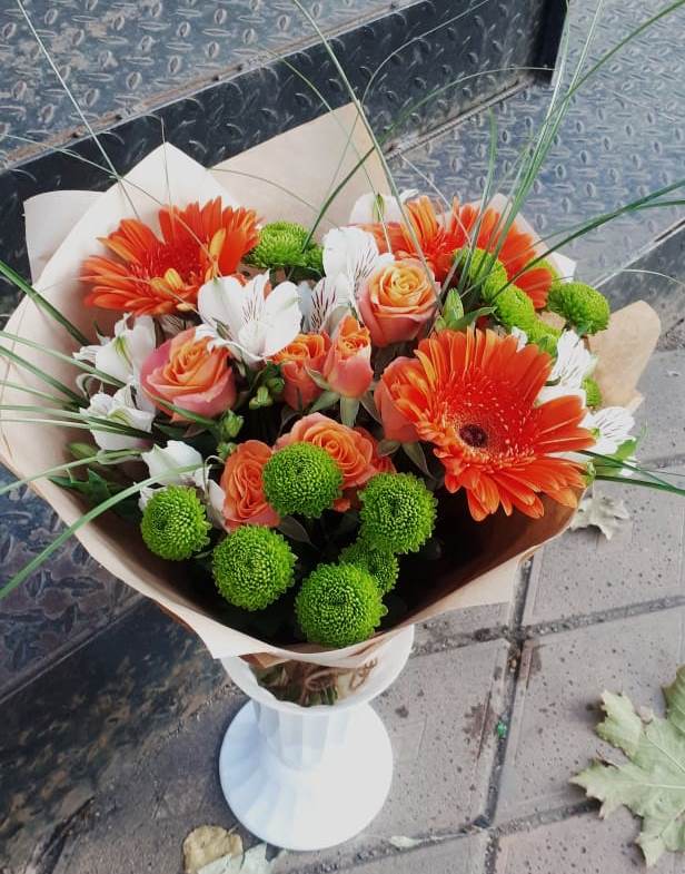 Букет цветов из: Герберы, Хризантемы, Альстромерии и Розы в Палехе