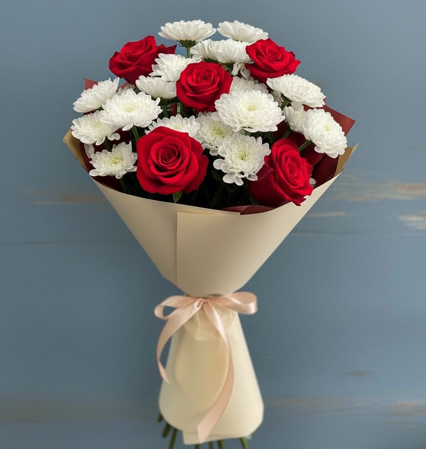 Букет цветов из: Розы и Хризантемы в Палехе