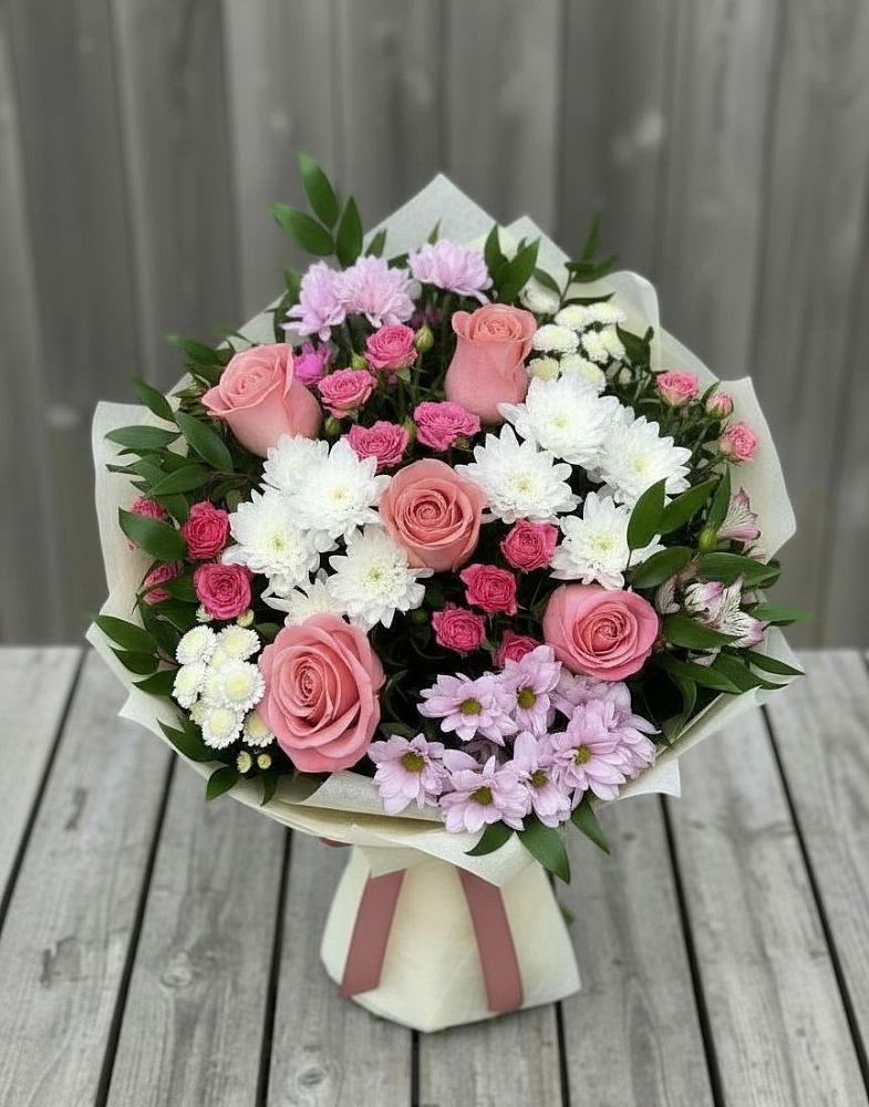 Букет цветов из: Альстромерии, Гвоздики, Розы и Хризантемы в Палехе