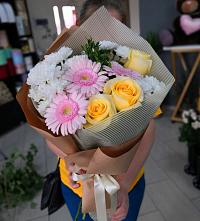 Букет цветов из:  Герберы, Розы и Хризантемы в Палехе