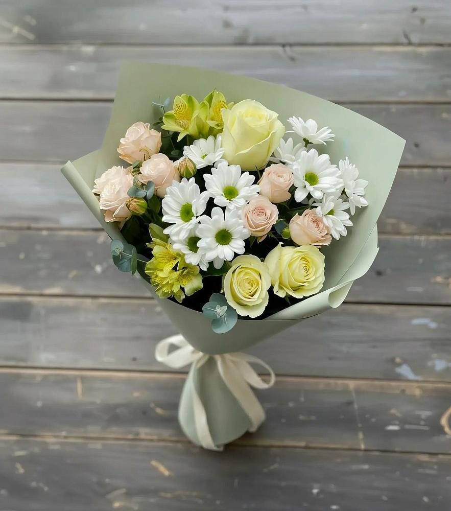 Букет цветов из: Альстромерии, Розы и Хризантемы в Палехе