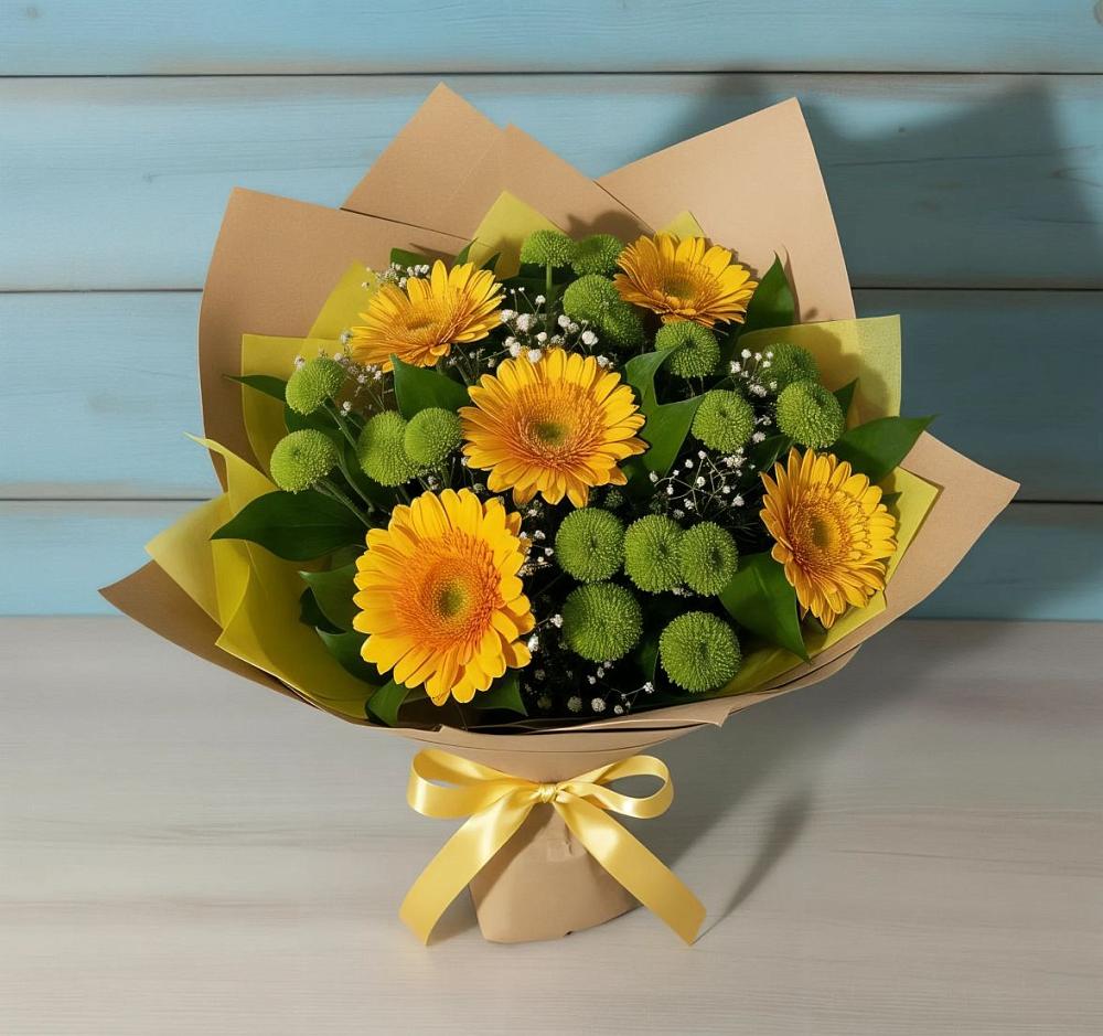 Букет цветов из: Герберы и Хризантемы в Палехе