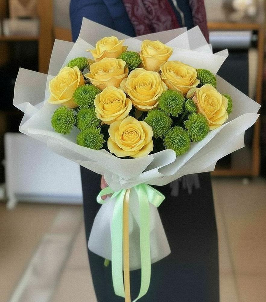 Букет цветов из: Хризантемы и Розы в Палехе