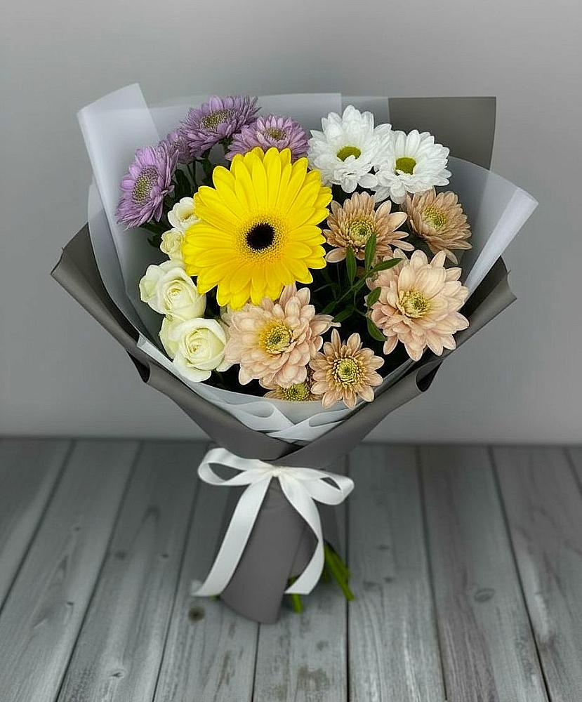 Букет цветов из: Розы, Герберы и Хризантемы в Палехе
