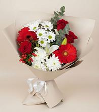 Букет цветов из:  Розы, Хризантемы, Герберы и Лилии в Палехе