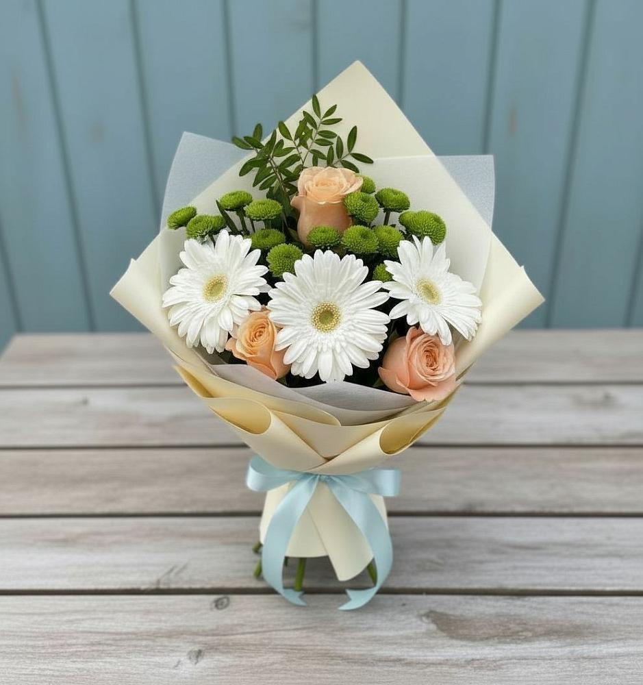 Букет цветов из: Герберы, Розы и Хризантемы в Палехе