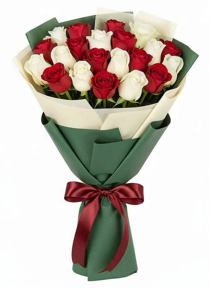 Букет Микс из красных и белых роз в Палехе