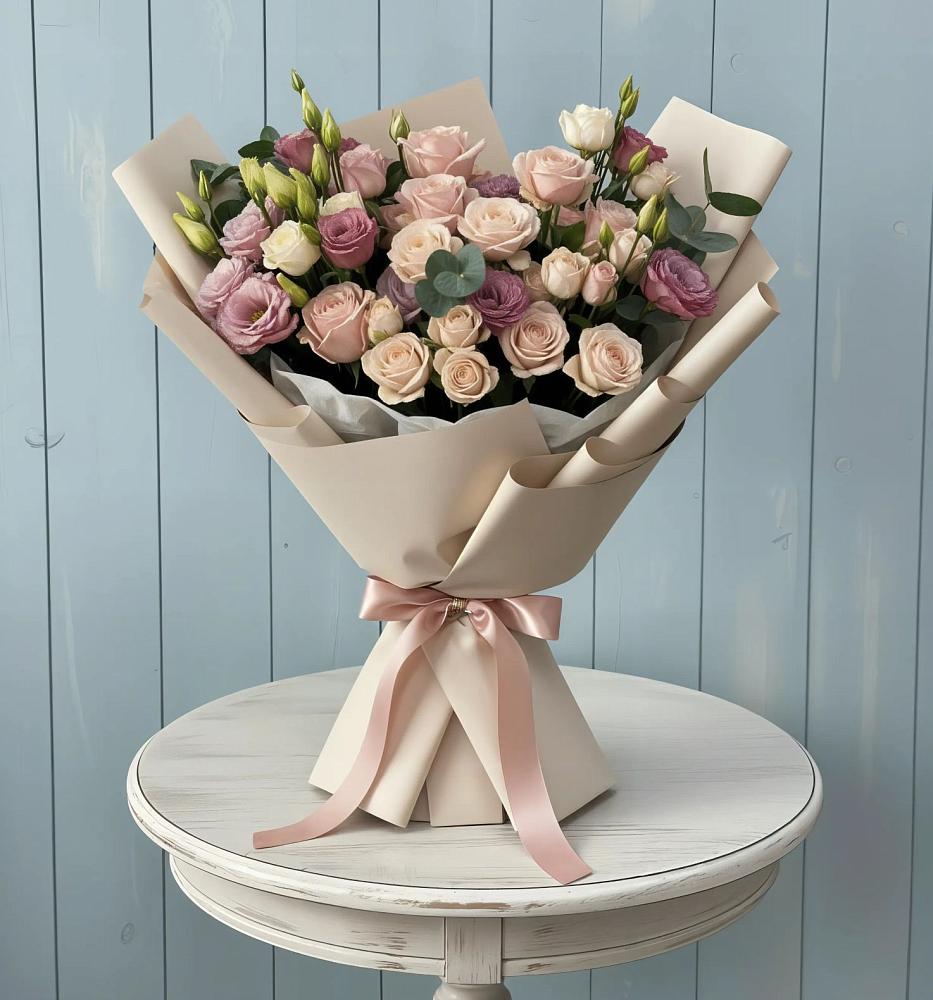 Букет цветов из: Розы и Лизиантусы в Палехе