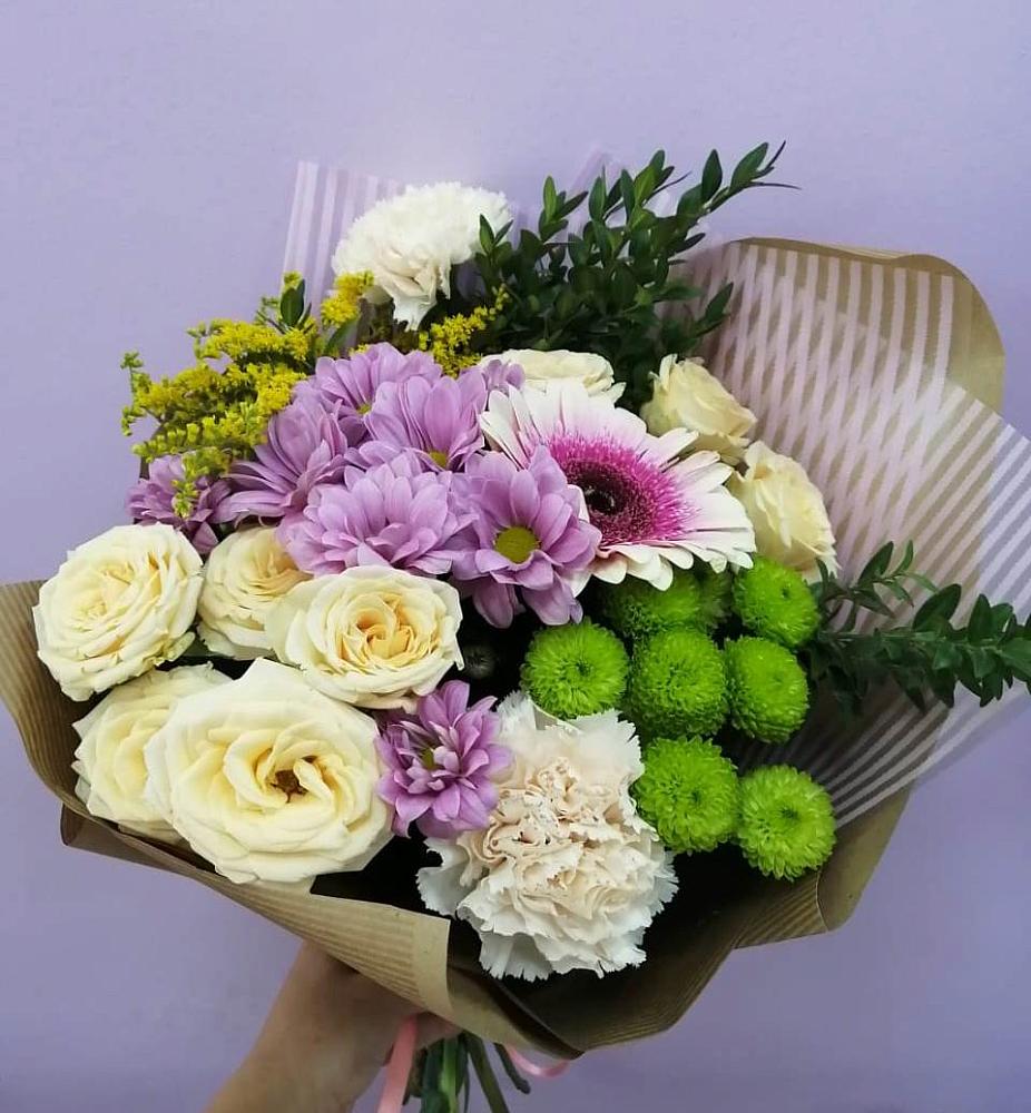 Букет цветов из: Хризантемы, Розы, Гвоздики и Герберы в Палехе