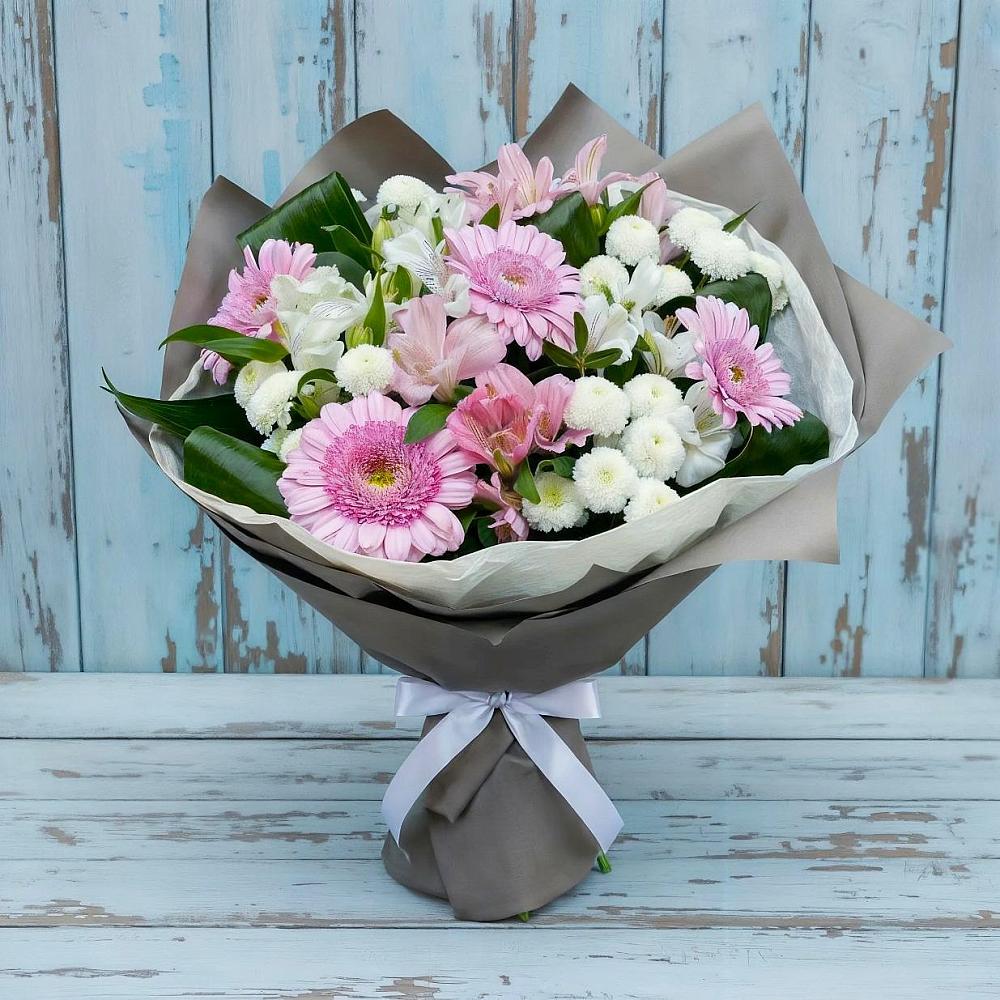 Букет цветов из: Герберы, Альстромерии и Хризантемы в Палехе