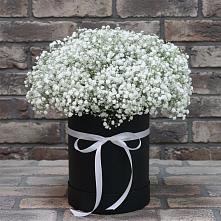 Цветочная композиция из Гипсофила в шляпной коробке в Палехе