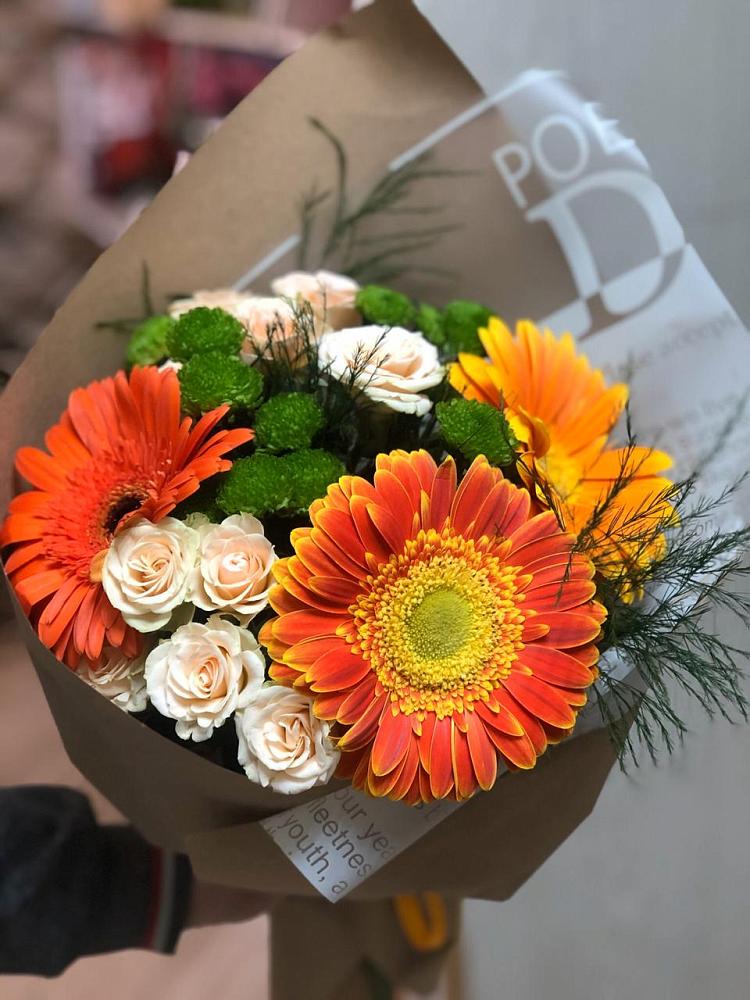 Букет цветов из: Герберы, Хризантемы и Розы в Палехе